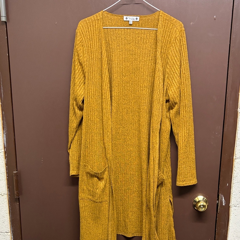 Cozy Mustard Ribbed Cardigan